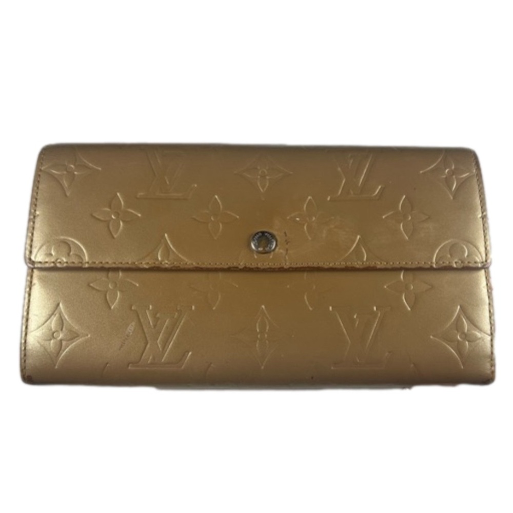 Louis Vuitton Monogram Vernis Patent Leather Sarah Long Wallet | Matte Gold